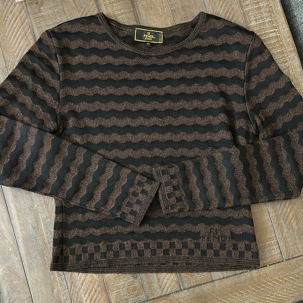 Fendi Black and Brown Patterned Top